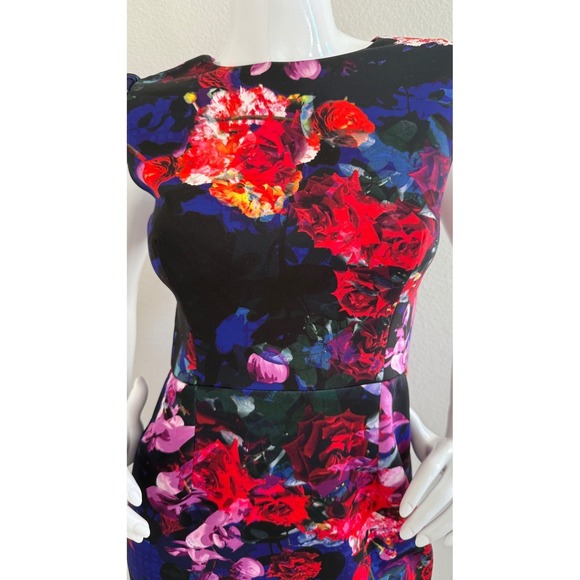 Betsey Johnson Bright Floral Print Cap Sleeve Sheath Dress Career Cocktail Sz 2 - Picture 13 of 16